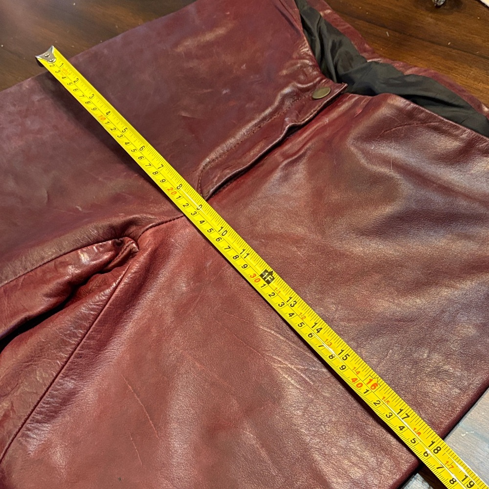 ♥️Rachelle Burgundy Leather Partial Lined Bootcut Flare Pants - Picture 11 of 13